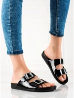 Komfortní  nazouváky dámské černé bez podpatku