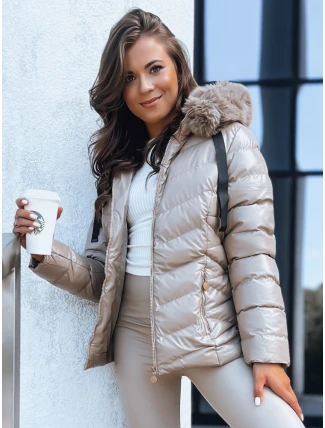 Dámská prošívaná zimní bunda s kapucí MIRIAL béžová FashionStreet TY3770