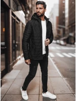 Pánská přechodná prošívaná bunda s kapucí černá FashionStreet TX4998
