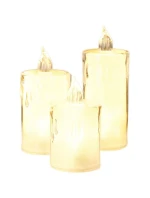 DEKORATIVNÍ SVÍČKA 3 KS TRANSPARENTNÍ TEPLÁ BÍLÁ 1 LED