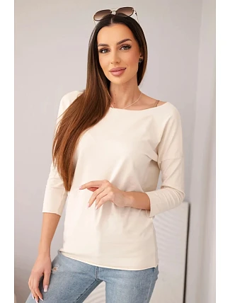 Dámská halenka s lodičkovým výstřihem světle béžová