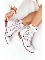 Prolamované Kožené Boty Nicole 2627 Bílé
