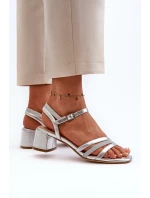 Dámské sandály na nízkém podpatku z ekokůže Sergio Leone SK046 stříbrné