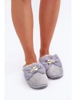 Dámské Pantofle S Kožíškem A Mašlí Šedé Olfedi Dámské Pantofle S Kožíškem A Mašlí Šedé Olfedi