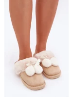 Dámské Pantofle S Kožešinou Béžové Nartani