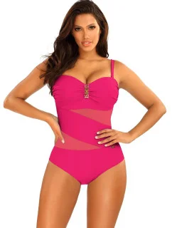 Dámské jednodílné plavky Gold 5 S8030CH1-2d tm. růžové - Self