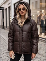 Dámská zimní prošívaná bunda s kapucí, hnědá, FashionStreet TY5965 Dámská zimní prošívaná bunda s kapucí, hnědá, FashionStreet TY5965