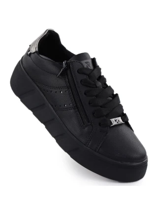 Dámské kožené boty na platformě černé Rieker W2605-02 Dámské kožené boty na platformě černé Rieker W2605-02