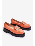 Pohodlné kožené mokasíny oranžové Agathę Pohodlné kožené mokasíny oranžové Agathę