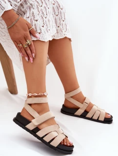 Eko Semišové Sandály Dámské S Třásněmi Béžové Valpera