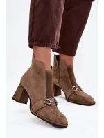 Dámské kotníkové boty z přírodního semiše na podpatek Artiker 57C0221 béžové Dámské kotníkové boty z přírodního semiše na podpatek Artiker 57C0221 béžové