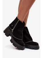 Kožené dámské kotníkové boty s obráceným lemem Maciejka 07145-01 Černé