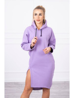 Šaty s kapucí a rozparkem na boku fialové