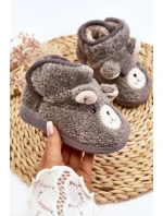 Dětské zateplené pantofle s medvídkem, šedá Eberra
