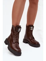 Dámské workery Karessa s ozdobou, eko kůže – čokoládové Dámské workery Karessa s ozdobou, eko kůže – čokoládové