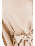 287-38 SOFIA Motýlí šaty se zavazováním v pase - DARK BEige