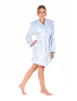 Dámský župan Flora s kapucí krátký 4856 vzorovaný ledově modrá - Vestis Dámský župan Flora s kapucí krátký 4856 vzorovaný ledově modrá - Vestis