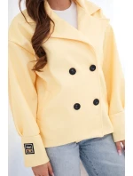 Dámská krátká dvouřadá bunda s límcem žlutá