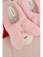 Dámské huňaté pantofle s motivem králíčka – růžové Faylen