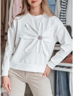 Dámská oversize halenka s květinou PETITKA ecru FashionStreet BY1387