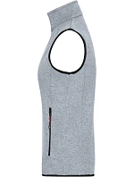 Daiber JN 773 Dámská pletená fleecová vesta se stojáčkem 02.0773 light grey melange/red