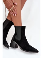 Kožené semišové dámské boty na podpatku vyhřáté Artiker 57C0049 Černé Kožené semišové dámské boty na podpatku vyhřáté Artiker 57C0049 Černé