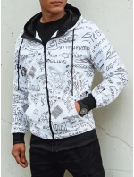 Pánská mikina na zip s kapucí bílá FashionStreet BX5749