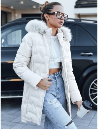 Dámská prošívaná zimní bunda s kožešinou béžová FashionStreet TY5464