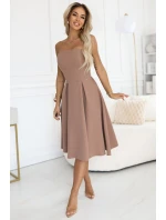 641-2 VIVIENNE korzetové rozšířené midi šaty pro zvláštní příležitosti - béžové