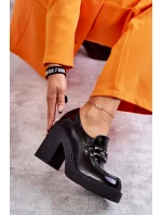 Lakované boty na masivním sloupku  Černé Jaime