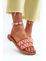 Dámské sandály na ploché podrážce oranžové Traivea