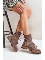 Zazoo 2951 Velurové Boty S Dekorativní Sponou Tmavě Béžové Zazoo 2951 Velurové Boty S Dekorativní Sponou Tmavě Béžové