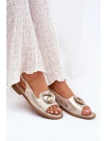 Lesklé dámské sandály s ozdobou S.Barski KV51-006 zlaté