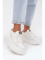 Kožené dámské tenisky na platformě Panterka Vinceza 89144 Bílé