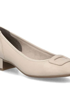 Dámské kožené lodičky na nízkém podpatku béžové Rieker 43453-62