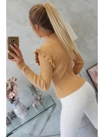 Přiléhavá svetrová halenka s knoflíky béžová