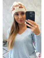 Dámská čepice Otylia K387 ecru+red Dámská čepice Otylia K387 ecru+red