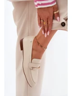 Kožené Polobotky Mokasíny Dámské Maciejka K6809-04 Béžové