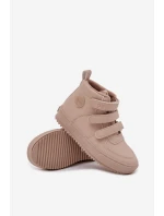 Zateplené boty sneakers dětské na suchý zip Big Star SS374072 béžové