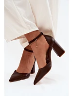 Lodičky na podpatku z imitace kůže Cihlové Selvra