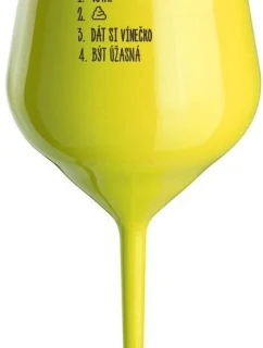 PLÁN DNEŠKA - VSTÁT - žlutá nerozbitná sklenice na víno 470 ml