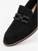 Zajímavé dámské  mokasíny černé bez podpatku