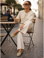 Dámské semišové baleríny se špičatým nosem světle olivové FashionStreet ZY1425