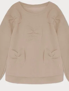 Teplá béžová dámská mikina s mašlemi (23999)