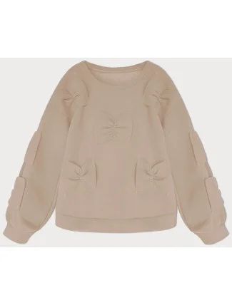 Teplá béžová dámská mikina s mašlemi (23999) Teplá béžová dámská mikina s mašlemi (23999)