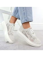 Dámské boty na platformě šněrovací bílé Vinceza 17371