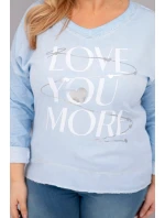 Dámská blůza Plus Size s potiskem Love You More modrá