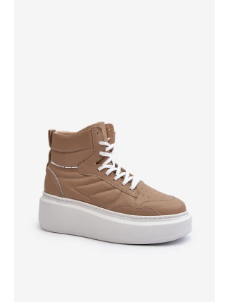 Zazoo 3392/X Dámské Kožené Sportovní Boty na Platformě Beige
