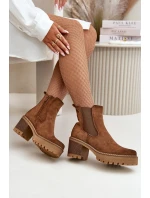 Dámské Zateplené Botky Na Podpatku Eko Semišové Hnědé Irissinae Dámské Zateplené Botky Na Podpatku Eko Semišové Hnědé Irissinae