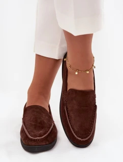 Dámské mokasiny z eko semiše čokoládové Tynara